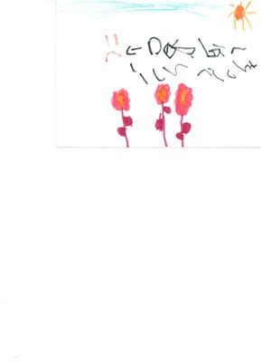 Kinderzeichnung: Blumen und Sonne