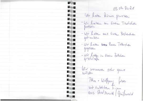 Gästebuch-Eintrag