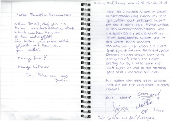 Gästebuch-Eintrag