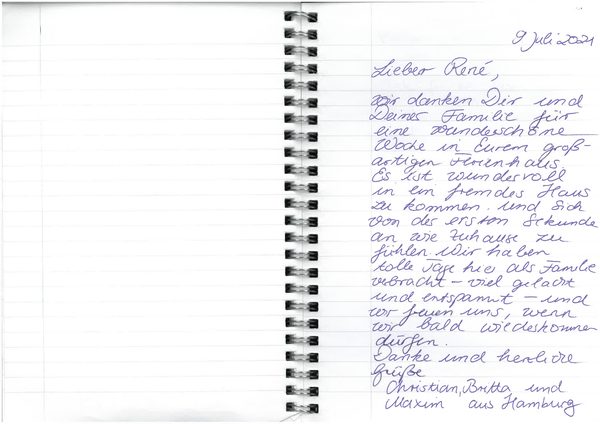 Gästebuch-Eintrag